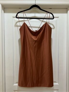 Abercrombie copper silk tie back mini dress size xl